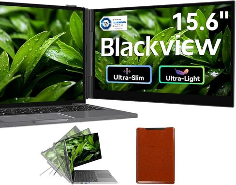 Blackview DCM8 Triple Laptop Screen Extender,15.6" 1080P FHD IPS Portable External Screen,Two Cable USB C Travel for 13-17'' Laptop,Plug & Play Compatible with Windows/Mac/Chrome OS/Mobile Devices in Kuwait