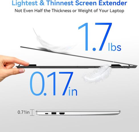 Blackview DCM8 Triple Laptop Screen Extender,15.6" 1080P FHD IPS Portable External Screen,Two Cable USB C Travel for 13-17'' Laptop,Plug & Play Compatible with Windows/Mac/Chrome OS/Mobile Devices in Kuwait