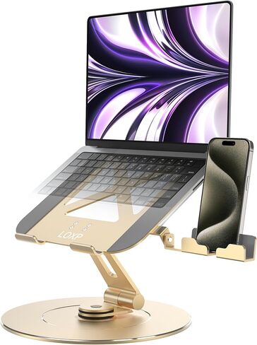 LOXP Adjustable Laptop Stand for Desk, Portable Airflow Laptop Riser Holder | Metal, Foldable, Ergonomic, Computer Notebook Stand Perfect for Home Desk, Office, Coffee Shops, Travel, 10-15.6" Laptops in Saudi Arabia