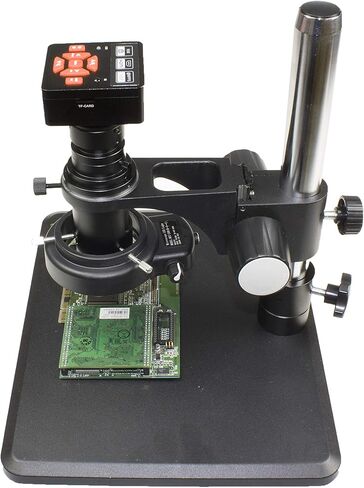 مجهر الفحص الصناعي Vision Scientific VS-12-5607NS-IFR09 أحادي العين مع كاميرا رقمية HDMI/USB بدقة 16 ميجابكسل | نطاق تكبير 0.7X-5.0X، حامل C 0.4X | حامل عمود بقاعدة كبيرة | ضوء حلقي 144-LED in Kuwait