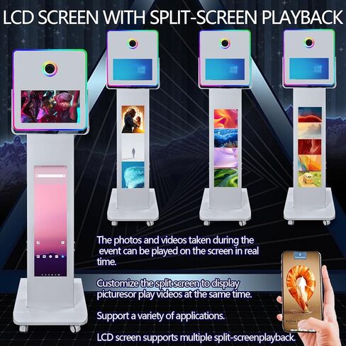 آلة كشك الصور مع شاشة LCD مقسمة مقاس 29 بوصة، وإضاءة ملء RGB جديدة، وشاشة تعمل باللمس مرآة مقاس 15.6 بوصة كشك تصوير للحفلات وحفلات الزفاف (آلة كشك الصور) in Saudi Arabia