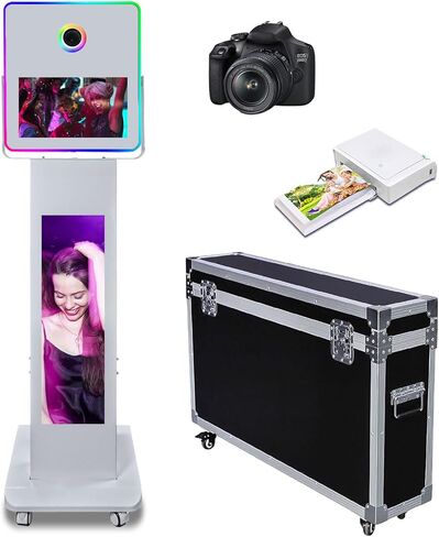 آلة كشك الصور مع شاشة LCD مقسمة مقاس 29 بوصة، وإضاءة ملء RGB جديدة، وشاشة تعمل باللمس مرآة مقاس 15.6 بوصة كشك تصوير للحفلات وحفلات الزفاف (آلة كشك الصور) in Saudi Arabia