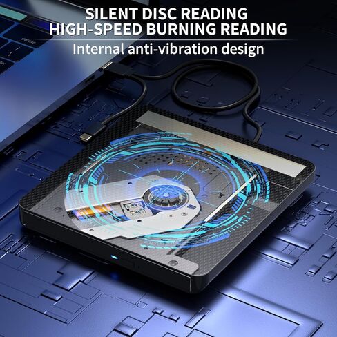 مشغل أقراص Blu ray خارجي للقراءة/الكتابة متوافق مع Bluray Burner USB 3.0 / Type-C DVD Burner مشغل Blu ray للكمبيوتر الشخصي وWindows 7-11 وMac (أسود) in Kuwait