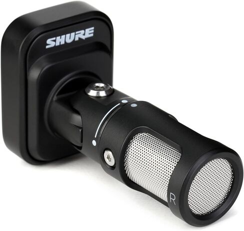 ميكروفون Shure MV88 USB-C للتسجيل المحمول، ميكروفون لاسلكي محمول لتسجيل الفيديو مع وضع المستوى التلقائي، مزيل الضوضاء في الوقت الحقيقي لإلغاء الضوضاء الذكي و4 أنماط قطبية، أسود in Kuwait