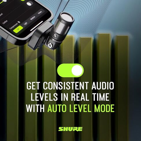 ميكروفون Shure MV88 USB-C للتسجيل المحمول، ميكروفون لاسلكي محمول لتسجيل الفيديو مع وضع المستوى التلقائي، مزيل الضوضاء في الوقت الحقيقي لإلغاء الضوضاء الذكي و4 أنماط قطبية، أسود in Kuwait