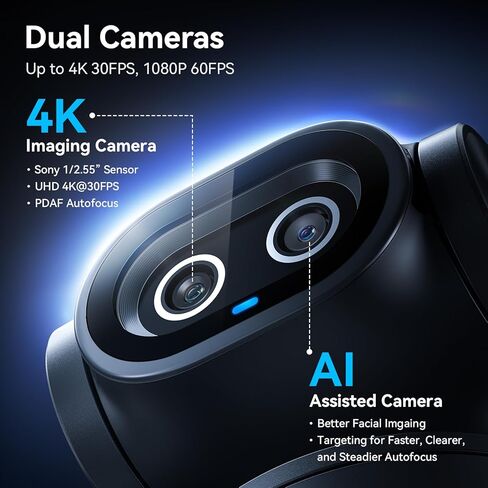 EMEET PIXY Dual-Camera AI-Powered PTZ Camera 4K, AI Tracking | PDAF&AI Autofocus 0.2s, 1/2.55'' Sony Sensor, 3 Mics, Presets, 4K Webcam for Streaming and OBS/Twitch/Switch 2 Compatible in Saudi Arabia