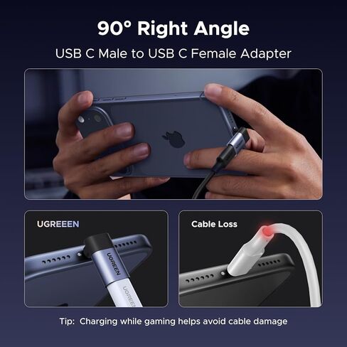 محول USB C 90 درجة من UGREEN، 3 حزم، محول USB C ذكر إلى أنثى بزاوية قائمة [40 جيجابت في الثانية، 240 وات، 8K 60 هرتز] متوافق مع Switch 2، Steam Deck، ROG Ally، MacBook، iPhone 17/16، iPad، Thunderbolt 4 in Kuwait