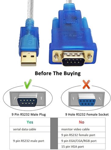 كابل محول منفذ تسلسلي DTECH بطول 10 أقدام USB 2.0 إلى RS232 DB9 مع مجموعة شرائح FTDI يدعم Windows 11 10 8 7 وMac Linux in Kuwait