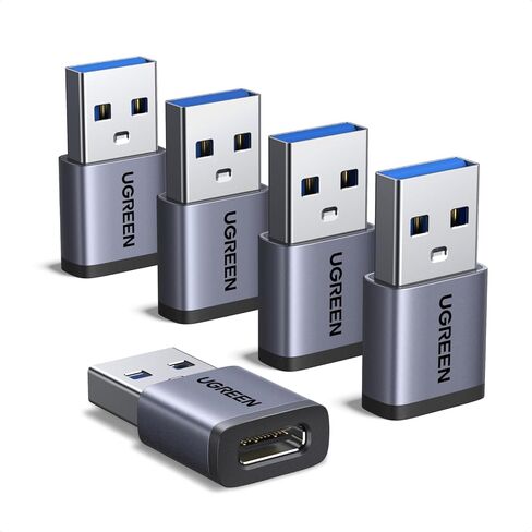 UGREEN USB to USB C Adapter 5 Pack, 10Gbps USBC Female to A Male Adapter, Type C USB C Cable Converter for iPhone 17 16 15 14 13 Plus Pro Max,iPad Air Mini 6 7,Samsung Galaxy S23 S24,iPad Air in Saudi Arabia