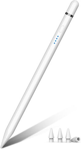 قلم الجيل الأول لجهاز iPad A16 (2025-2018)، قلم رصاص USB C شحن سريع ومغناطيسي مع حساسية للإمالة ورفض راحة اليد لجهاز iPad Air 3/4/5/M2/M3، Mini 5/6/7، i-Pad 6-11، Pro 11/12.9"/M4 (أبيض) in Kuwait