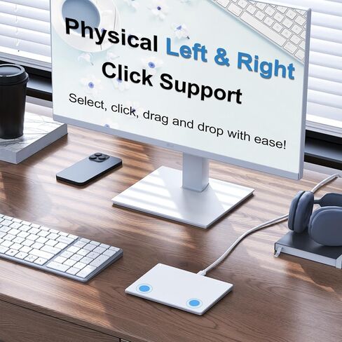 Wired Trackpad for Windows 7/10/11, High Precision Wired Touchpad with Multi-Gesture, Premium Glass Surface, Dual Cables(USB A to C & USB C to C) for Windows PC Computer, White in Kuwait