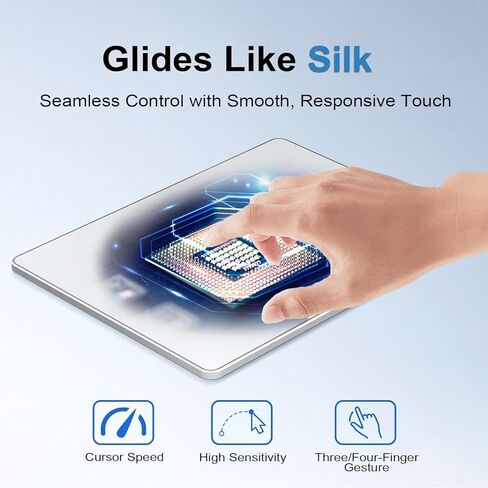 Wired Trackpad for Windows 7/10/11, High Precision Wired Touchpad with Multi-Gesture, Premium Glass Surface, Dual Cables(USB A to C & USB C to C) for Windows PC Computer, White in Kuwait