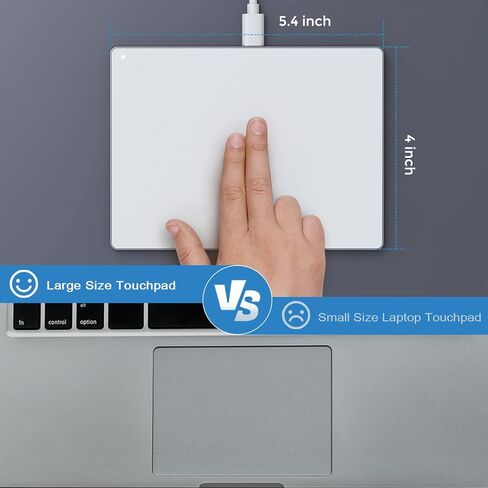 Wired Trackpad for Windows 7/10/11, High Precision Wired Touchpad with Multi-Gesture, Premium Glass Surface, Dual Cables(USB A to C & USB C to C) for Windows PC Computer, White in Kuwait
