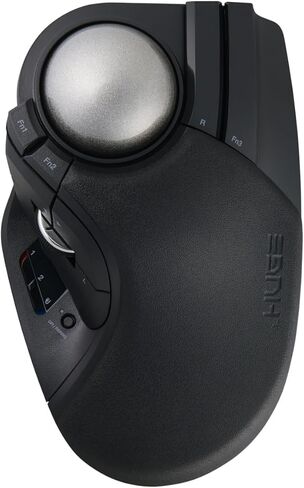 ELECOM Huge Plus Wireless Trackball Mouse, Ergonomic 52mm Large Ball, Multi-Connection Bluetooth, 2.4GHz Wireless, Wired, 10 Programmable Buttons, Rechargeable, Silent Clicks, for Windows PC Mac iPad in Kuwait