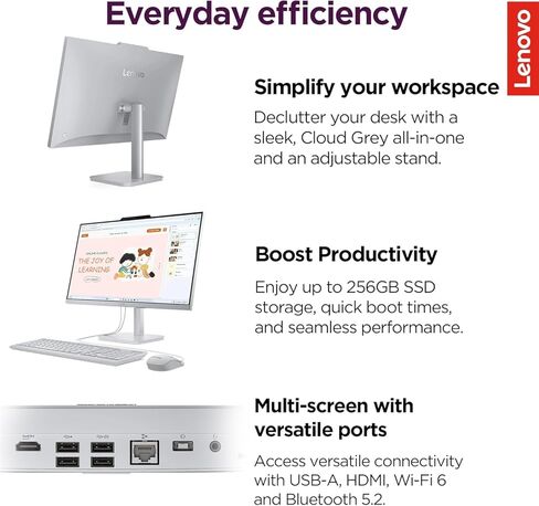 كمبيوتر مكتبي Lenovo Core i3 الكل في واحد مقاس 24 بوصة عالي الدقة بالكامل • ذاكرة وصول عشوائي (RAM) سعة 16 جيجابايت • محرك أقراص SSD سعة 512 جيجابايت • Intel Core • لوحة مفاتيح وماوس سلكية • نظام التشغيل Windows 11 in Kuwait