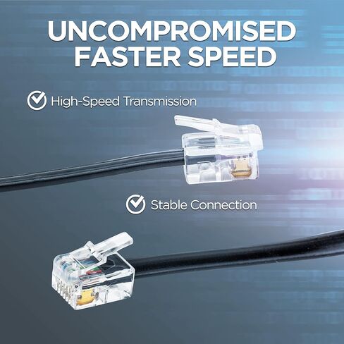 Volcora [2 Pack 5 Feet RJ11 / RJ12 Data Cable - Heavy Duty 6-Pins High-Speed Extension for Cash Register Drawer, Telephone, Modem, Fax, Printers, and More - Drawer Cable for Voice and Data in Saudi Arabia