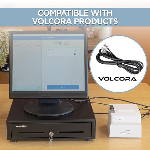 Volcora [2 Pack 5 Feet RJ11 / RJ12 Data Cable - Heavy Duty 6-Pins High-Speed Extension for Cash Register Drawer, Telephone, Modem, Fax, Printers, and More - Drawer Cable for Voice and Data in Saudi Arabia