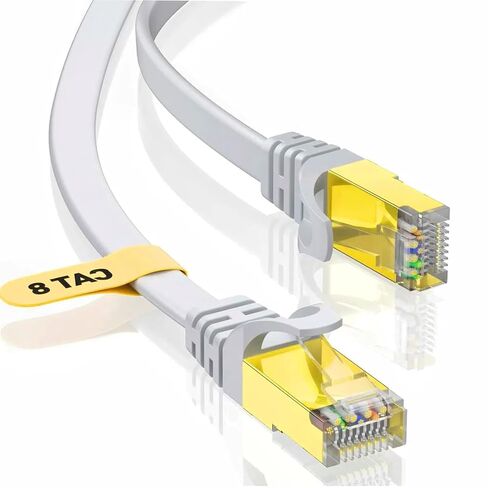 كابل إيثرنت Cat-8، كابل Rj45 لشبكة الإنترنت المحلية بسرعة 40 جيجابت في الثانية لمودم الألعاب والطابعة - 2 متر / 6 أقدام in Kuwait