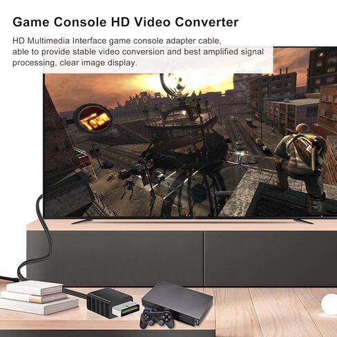 PS1 to HD Multimedia Interface Cable, Video Game Conversion Cord for PS2, Plug and Play with Stable Video Conversion, Clear Image Display for TV and Monitor in Saudi Arabia