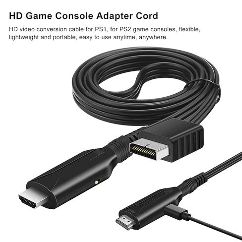 PS1 to HD Multimedia Interface Cable, Video Game Conversion Cord for PS2, Plug and Play with Stable Video Conversion, Clear Image Display for TV and Monitor in Saudi Arabia