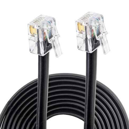 Volcora [2 Pack 5 Feet RJ11 / RJ12 Data Cable - Heavy Duty 6-Pins High-Speed Extension for Cash Register Drawer, Telephone, Modem, Fax, Printers, and More - Drawer Cable for Voice and Data in Kuwait