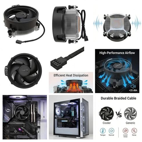 مروحة تبريد وحدة المعالجة المركزية Ryzen5 Cooler Wraith Stealth مع مقبس AM4/AM5 مبرد متوافق مع مبرد وحدة المعالجة المركزية AMD لمبرد Ryzen5 Ryzen3 8600X 8500X 5500X 3500X 3600X in Kuwait