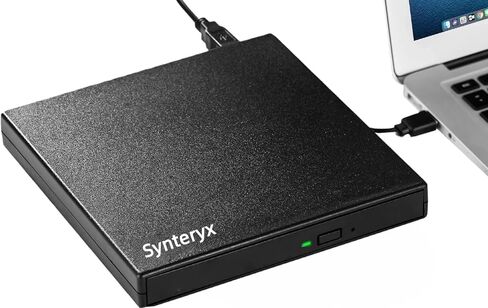 محرك أقراص CD DVD خارجي USB ونوع C، مشغل قارئ CD/DVD +/-RW محمول نحيف لأجهزة الكمبيوتر المحمول والكمبيوتر المكتبي ماك بوك ماك ويندوز Linux OS Apple باللون الأسود المصقول (أسود غير لامع-2) in Kuwait