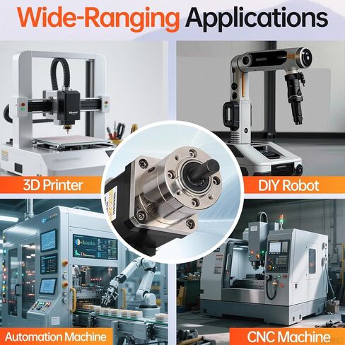 13.73:1 Geared Nema 17 Stepper Motor with Integrated Planetary Gearbox 2 Phase 1.8‌°‌ 0.55Nm(77.89oz·in) High Torque Bipolar 2Ω 1.7A 83mm 4-Lead Shaft 20mm φ8mm Cable 1M 3D Printer DIY CNC in Kuwait