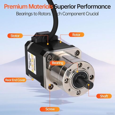 13.73:1 Geared Nema 17 Stepper Motor with Integrated Planetary Gearbox 2 Phase 1.8‌°‌ 0.55Nm(77.89oz·in) High Torque Bipolar 2Ω 1.7A 83mm 4-Lead Shaft 20mm φ8mm Cable 1M 3D Printer DIY CNC in Kuwait