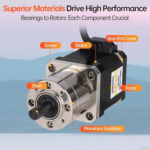 19.19:1 Geared Nema 17 Stepper Motor with Integrated Planetary Gearbox 1.8‌°‌ 2 Phase High Torque 0.55Nm(77.89oz·in) Bipolar 1.7A 2Ω 83mm 4-Lead Shaft 20mm φ8mm Cable 1M 3D Printer DIY CNC in Kuwait