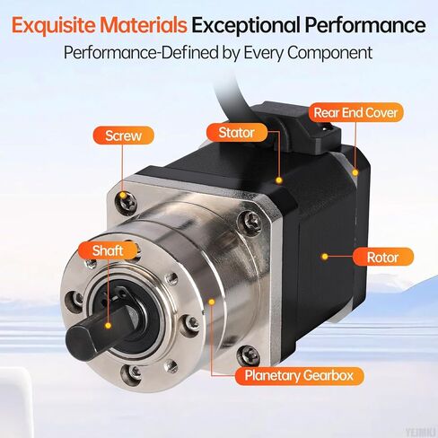 5.18:1 Geared Nema 17 Stepper Motor with Integrated Planetary Gearbox 1.8‌°‌ 2 Phase High Torque 0.55Nm(77.89oz·in) Bipolar 1.7A 2Ω 77mm 4-Lead Shaft 20mm φ8mm Cable 1M 3D Printer DIY CNC in Kuwait