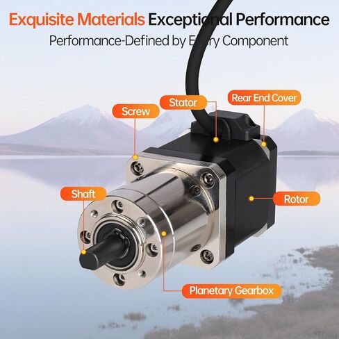 99.05:1 Geared Nema 17 Stepper Motor with Integrated Planetary Gearbox 1.8‌°‌ 2 Phase High Torque 0.55Nm(77.89oz·in) Bipolar 1.7A 2Ω 91mm 4-Lead Shaft 20mm φ8mm Cable 1M 3D Printer DIY CNC in Kuwait