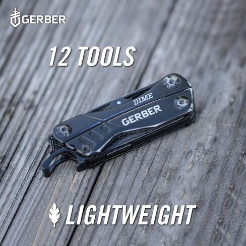 Gerber Gear Dime 12-in-1 Mini EDC Multitool - Needle Nose Pliers, Pocket Knife, Keychain, Bottle Opener - Gifts for Men, EDC Gear and Equipment - Black in Saudi Arabia