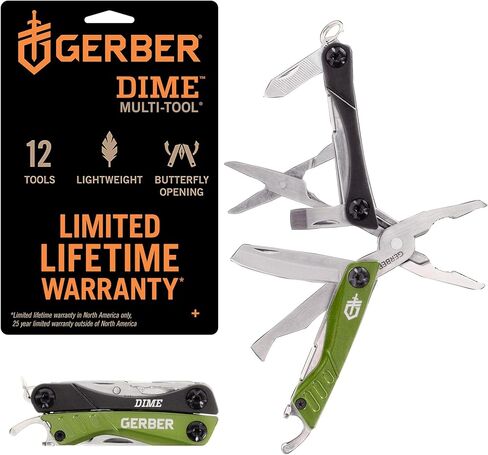 Gerber Gear Dime 12-in-1 Mini EDC Multitool - Needle Nose Pliers, Pocket Knife, Keychain, Bottle Opener - Gifts for Men, EDC Gear and Equipment - Black in Saudi Arabia