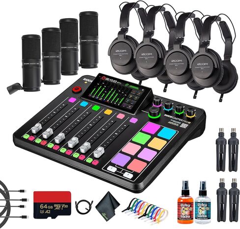 RODE RODECaster Pro II + 4x Headphones + 4x Podcast Microphone + 64GB Micro SD Memory Card + Mic Arm Stand + 2x USB-C + More (Bundle) in Saudi Arabia