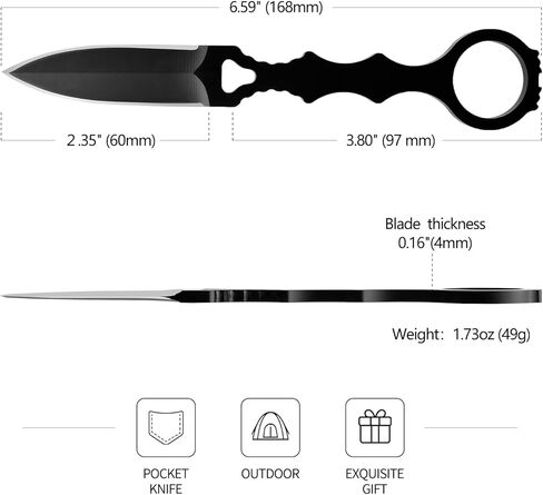 Tactical Fixed Blade Knife，6.7in Full Tang Camping Knives for Outdoor Survival，440C Stainless Steel EDC Knife with Kydex Sheath,Ergonomic Handle in Kuwait