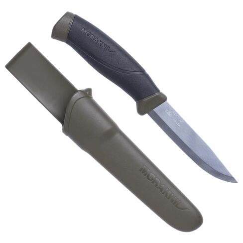 سكين Morakniv Companion ذو الشفرة الثابتة للاستخدام الخارجي مع شفرة من الفولاذ المقاوم للصدأ، مقاس 11.43 سم، أخضر عسكري in Kuwait