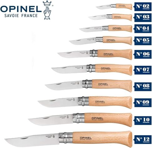 Opinel رقم 08 INOX - سكين جيب قابل للطي من الفولاذ المقاوم للصدأ Sandvik، مقبض من خشب الزان، شفرة 3.28 بوصة، طوق قفل أمان Virobloc، صنع في فرنسا in Kuwait