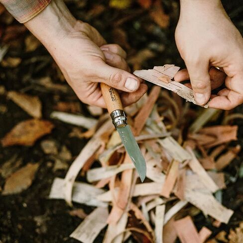 Opinel رقم 08 INOX - سكين جيب قابل للطي من الفولاذ المقاوم للصدأ Sandvik، مقبض من خشب الزان، شفرة 3.28 بوصة، طوق قفل أمان Virobloc، صنع في فرنسا in Kuwait