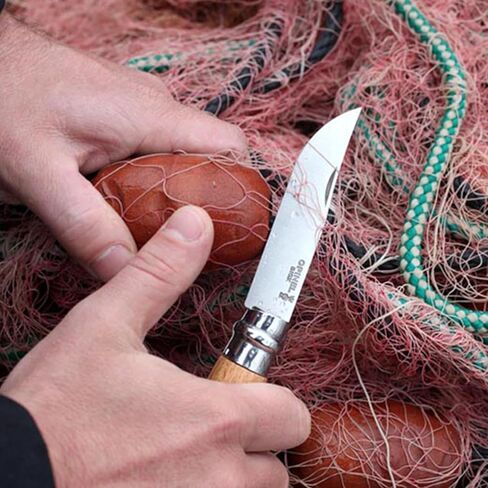 Opinel رقم 08 INOX - سكين جيب قابل للطي من الفولاذ المقاوم للصدأ Sandvik، مقبض من خشب الزان، شفرة 3.28 بوصة، طوق قفل أمان Virobloc، صنع في فرنسا in Kuwait