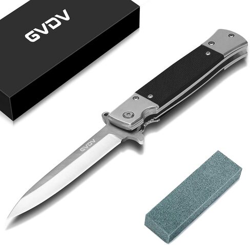 سكين جيب GVDV قابل للطي بمقبض G10، سكين EDC من الفولاذ المقاوم للصدأ 7CR17 مع قفل بطانة أمان، سكين الصيد والتخييم والمشي لمسافات طويلة للرجال والنساء، فضي in Kuwait