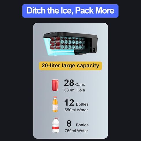 ثلاجة سيارة لـ Tesla Model Y 12V Fridge Cooler 2019-2025،21QT(20L) فريزر سيارة -4 ℉-50 ℉ للسفر في الهواء الطلق / التخييم / الاستخدام المنزلي مع زر التحكم باللمس، ضاغط جودة منخفض الضوضاء، بارد سريع. in Kuwait