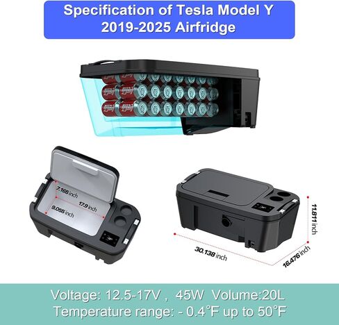 ثلاجة سيارة لـ Tesla Model Y 12V Fridge Cooler 2019-2025،21QT(20L) فريزر سيارة -4 ℉-50 ℉ للسفر في الهواء الطلق / التخييم / الاستخدام المنزلي مع زر التحكم باللمس، ضاغط جودة منخفض الضوضاء، بارد سريع. in Kuwait