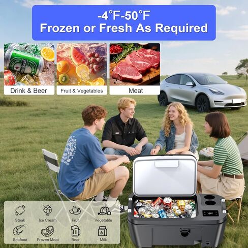 ثلاجة سيارة لـ Tesla Model Y 12V Fridge Cooler 2019-2025،21QT(20L) فريزر سيارة -4 ℉-50 ℉ للسفر في الهواء الطلق / التخييم / الاستخدام المنزلي مع زر التحكم باللمس، ضاغط جودة منخفض الضوضاء، بارد سريع. in Kuwait