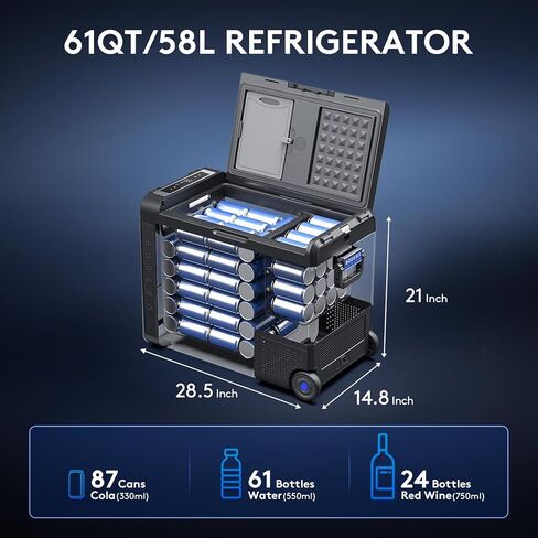 BODEGACOOLER 12 Volt Car Refrigerator, 61Quart Car Fridge WIFI APP Control, Protable Freezer -4℉-68℉, RV Electric Cooler 12/24V DC 100-240V AC for Outdoor, Truck, Van, Vehicles, Camping, Travel in Saudi Arabia