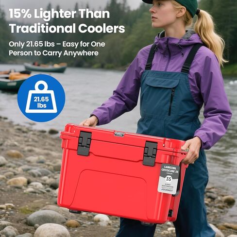 Rotomolded Hard Cooler, Portable Small Ice Chest with 3-Inch Insulation, Heavy-Duty Beach Cooler for Camping, Fishing, Boating, Picnic, BBQ, Travel in Saudi Arabia