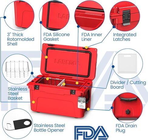 Rotomolded Hard Cooler, Portable Small Ice Chest with 3-Inch Insulation, Heavy-Duty Beach Cooler for Camping, Fishing, Boating, Picnic, BBQ, Travel in Saudi Arabia