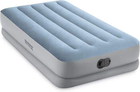 Intex 64157E Dura-Beam Plus Mid-Rise Air Mattress: Fiber-Tech – Twin Size – Built-in USB Electric Pump – 14in Bed Height – 300lb Weight Capacity in Saudi Arabia