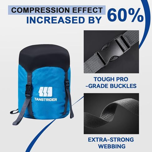 كيس ضغط لحقيبة النوم، أزرق 29 لتر مقاوم للماء وخفيف الوزن من النايلون خفيف الوزن وموفر للمساحة كيس تخزين كيس النوم للتخييم والمشي لمسافات طويلة والسفر والخارج وحقائب الظهر in Kuwait