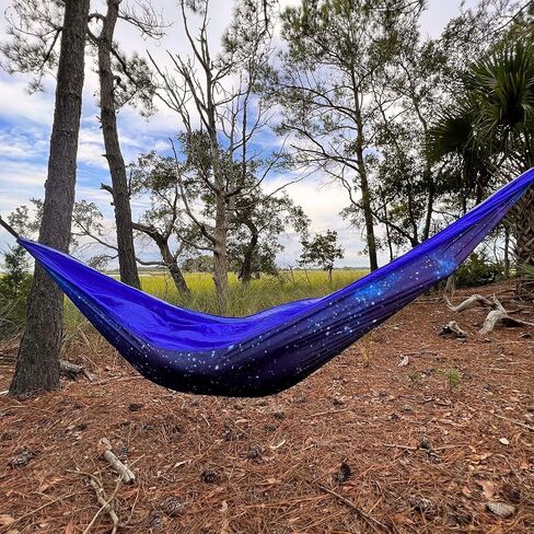 Nags Head Hammocks Double Galaxy Camping Hammock with 2 Tree Straps, Triple Stitched Durable Nylon Material, Compact Design for Backpacking, Travel, Beach, Backyard, Patio, Hiking in Saudi Arabia